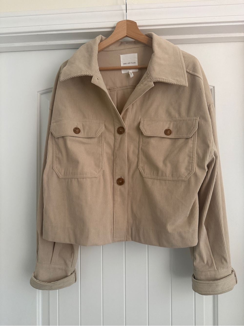 Avec Les Filles Beige Corduroy  Jacket